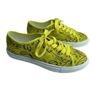 Womens ABOUND Yellow Bandana Print Casual Shoes Size US 6 Sneakers Lace Up Flats